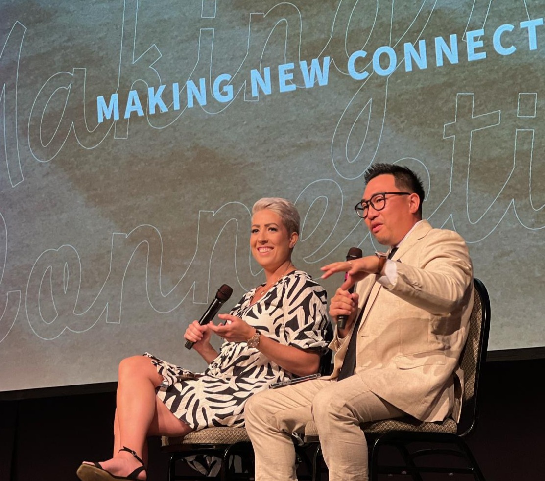 Jack and April Tu speaking together